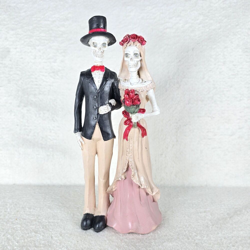 Day Of The Dead Skeleton Bride & Groom Couple Halloween Figure 11"